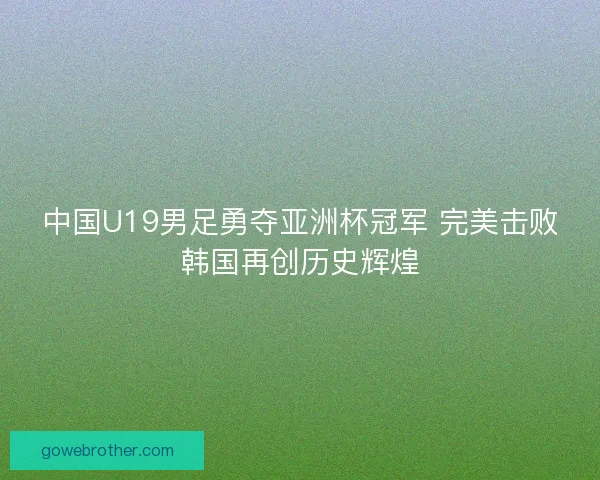 中国U19男足勇夺亚洲杯冠军 完美击败韩国再创历史辉煌